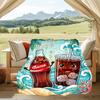 1PC Custom Name Beverage Fun Waves Outdooor Flannel Blankets Throw Blanket All-Season Throw Gift Bedspread for Couch, Bed, Camping Holiday Birthda