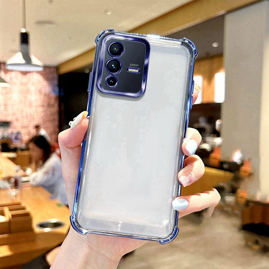 Airbag Shookproof Lens Case For Vivo Y33S Y21 Y20 Y16 Y11S Y15S Y19S Y17S Y53S Y04 Y18 Y29 Y27 Y28 Y76 Y36 Y38 5G Plating Silicone Back Clear Cover