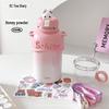 Compact Cartoon Kids' Stainless Steel Straw Thermos - Dual-Drink Design for Tea or Water