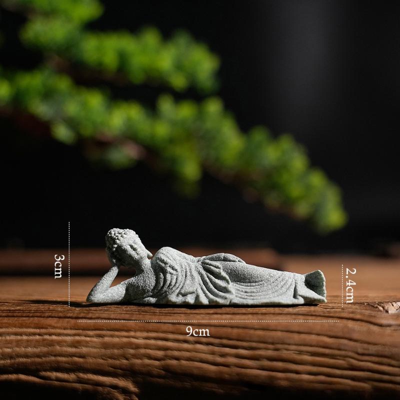 1 szt. Mini Figurka Buddyzmu Dekoracja Biurka Dekoracja Domu Statua Zen Zielony Piaskowiec Ornament Tajlandia Statua Buddy Ozdoba Ogrodowa Dekoracja Akwarium