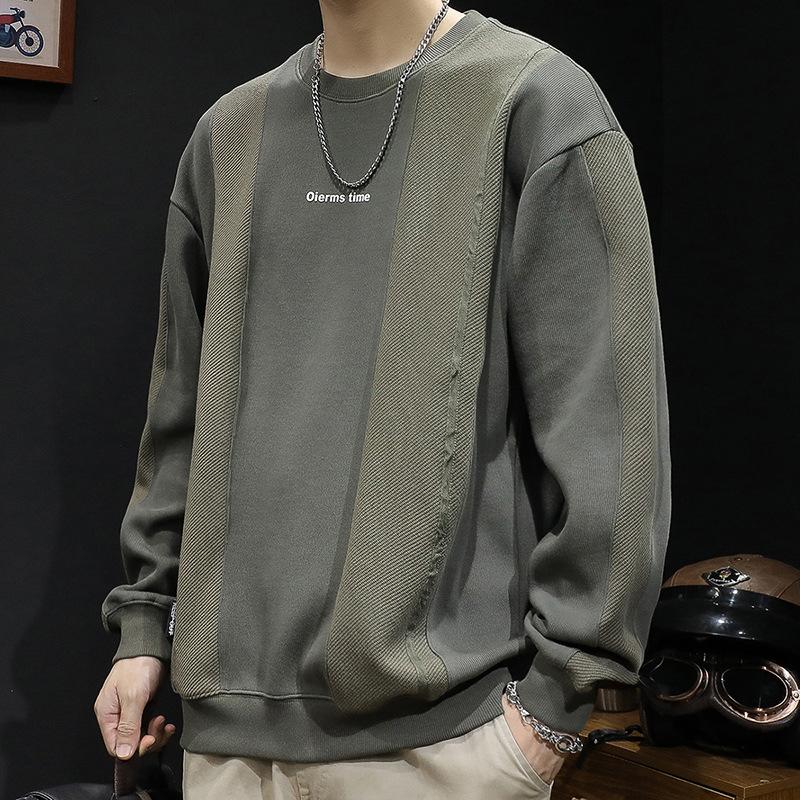 

Свитер мужской весна и осень модный бренд мужской большой размер мужской утолщенный топ длинный рукав круглый вырез мужская одежда M