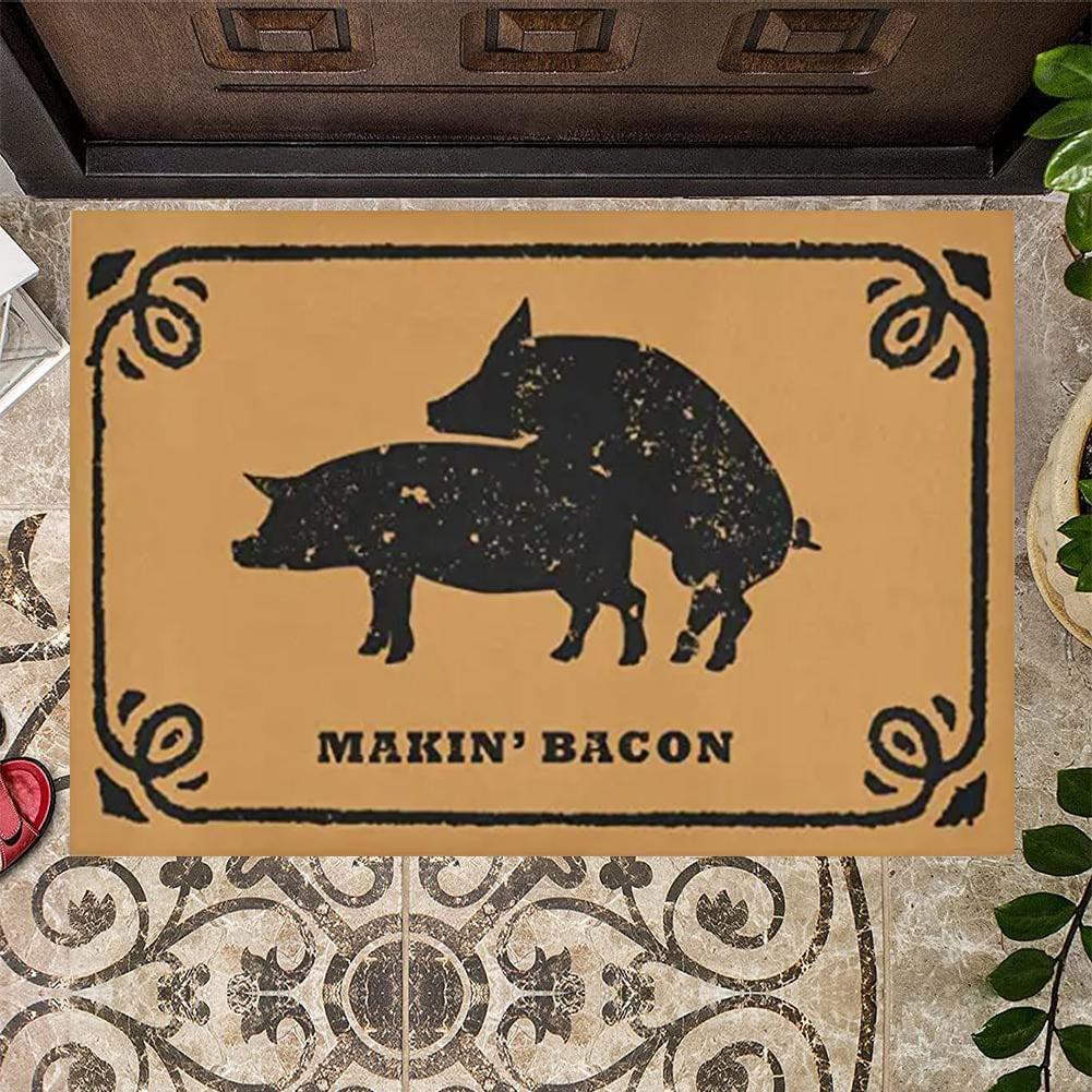 Makin bacon Deurmat Rubber Badkamer Keukenmat Tuin Garage Deur Vloermat Antislip Tapijt Entree Tapijt 40cmx60cm black