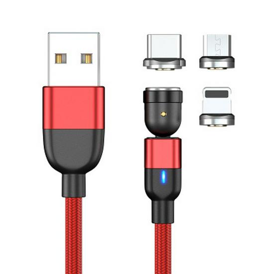 3A Fast Charging 540-Degree Rotating Magnetic USB Cable, Three-in-One Bendable Design