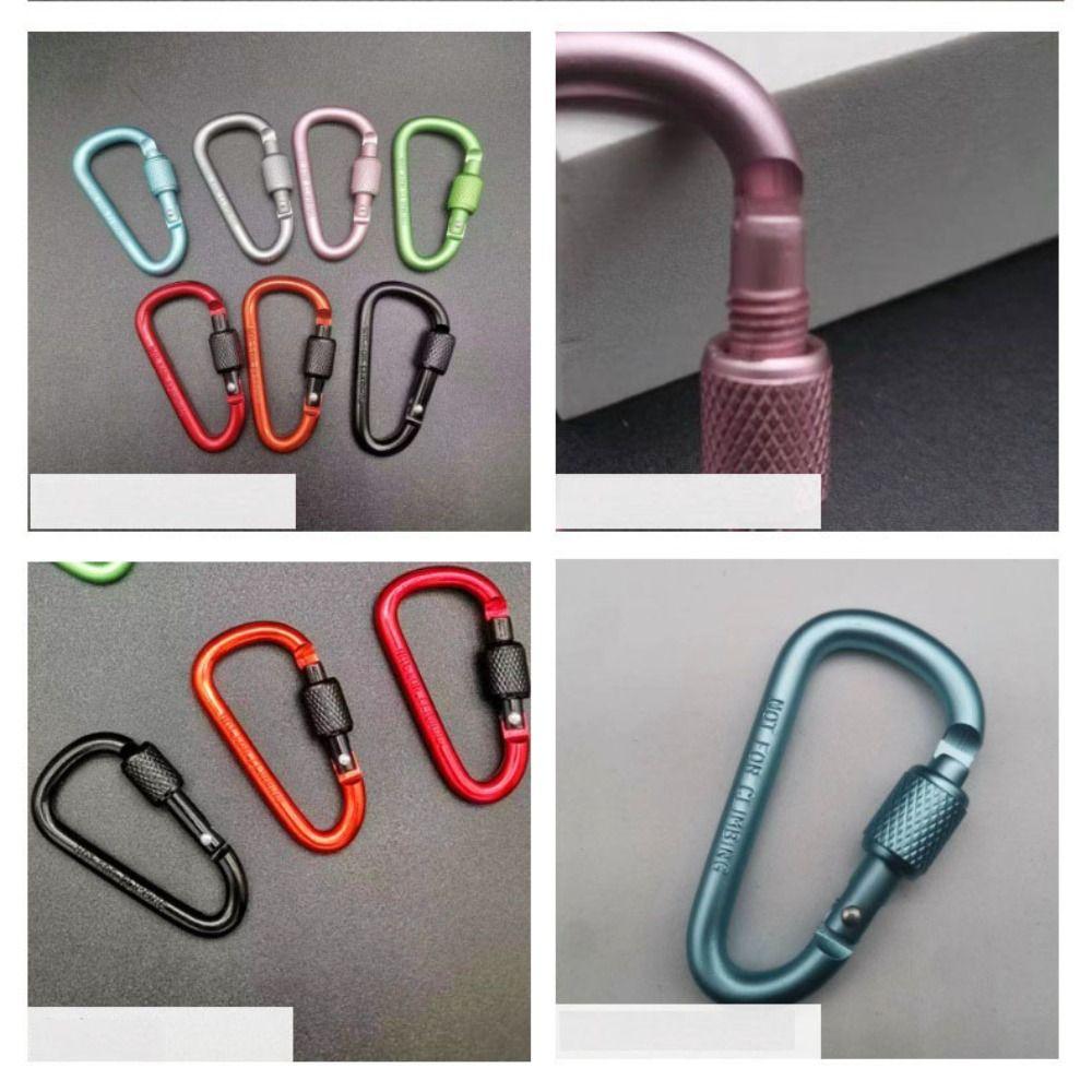 Safety Multicolor Aluminium Climbing Button Alloy Carabiner Camping Hiking Hook Buckle Keychain