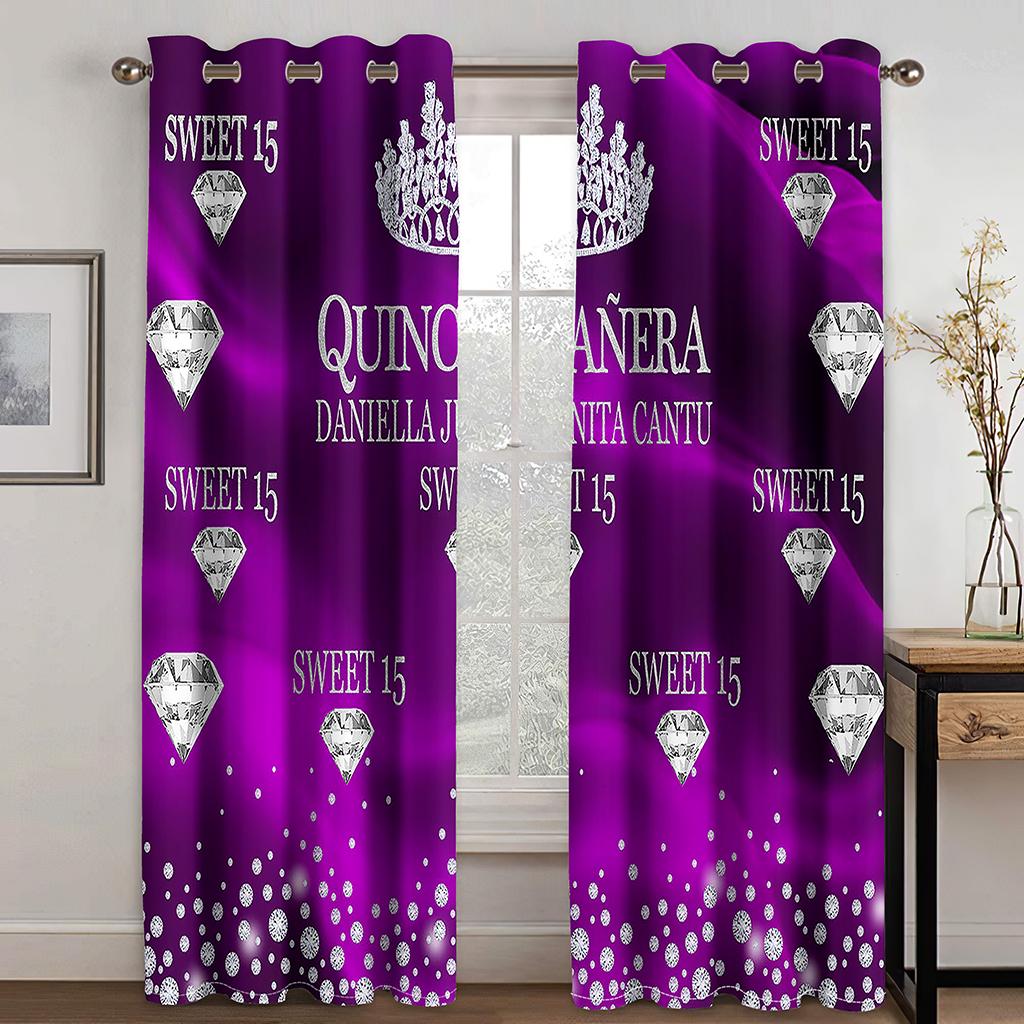 Lyxiga Drottning Kung Krona Blomma Fönstergardiner för Vardagsrum Barnsovrum Badrum Kök Dörr Hall Skåp Till Salu 2 stycken