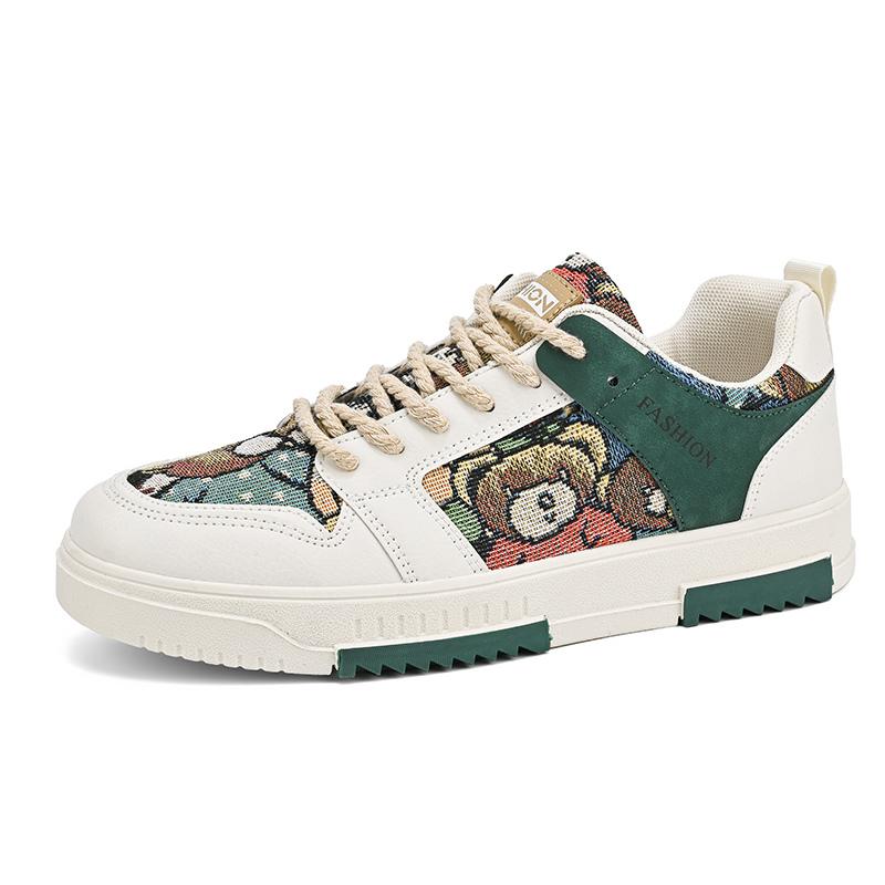 

Модные мужские кроссовки с принтом медведя из парусины в стиле хип-хоп, повседневные кроссовки на плоской подошве, дышащие дизайнерские кроссовки для скейтбординга, мужские вулканизированные туфли 39 бежевый