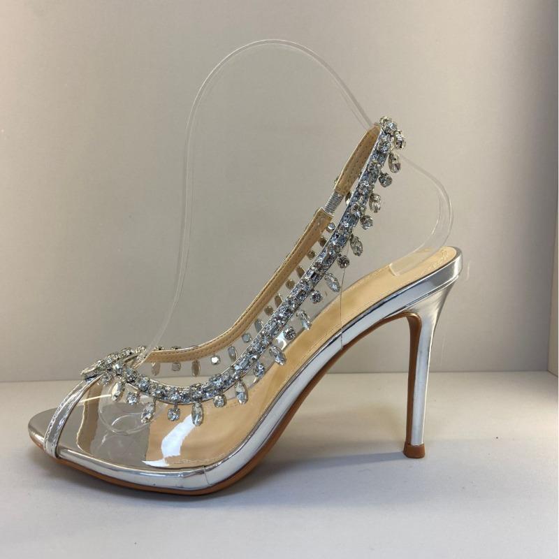 Fashion Fashion Women's High Heels Sandals PVC Transparent Sandals Sexy Pointed Toes Party Nightclub Sandals for Women Rhinestones Pumps
