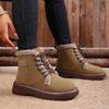 Winter New Soft-soled Retro Maillard Short Boots Cowhide Wool Cotton Shoes Snow Boots Casual Zipper Short Boots