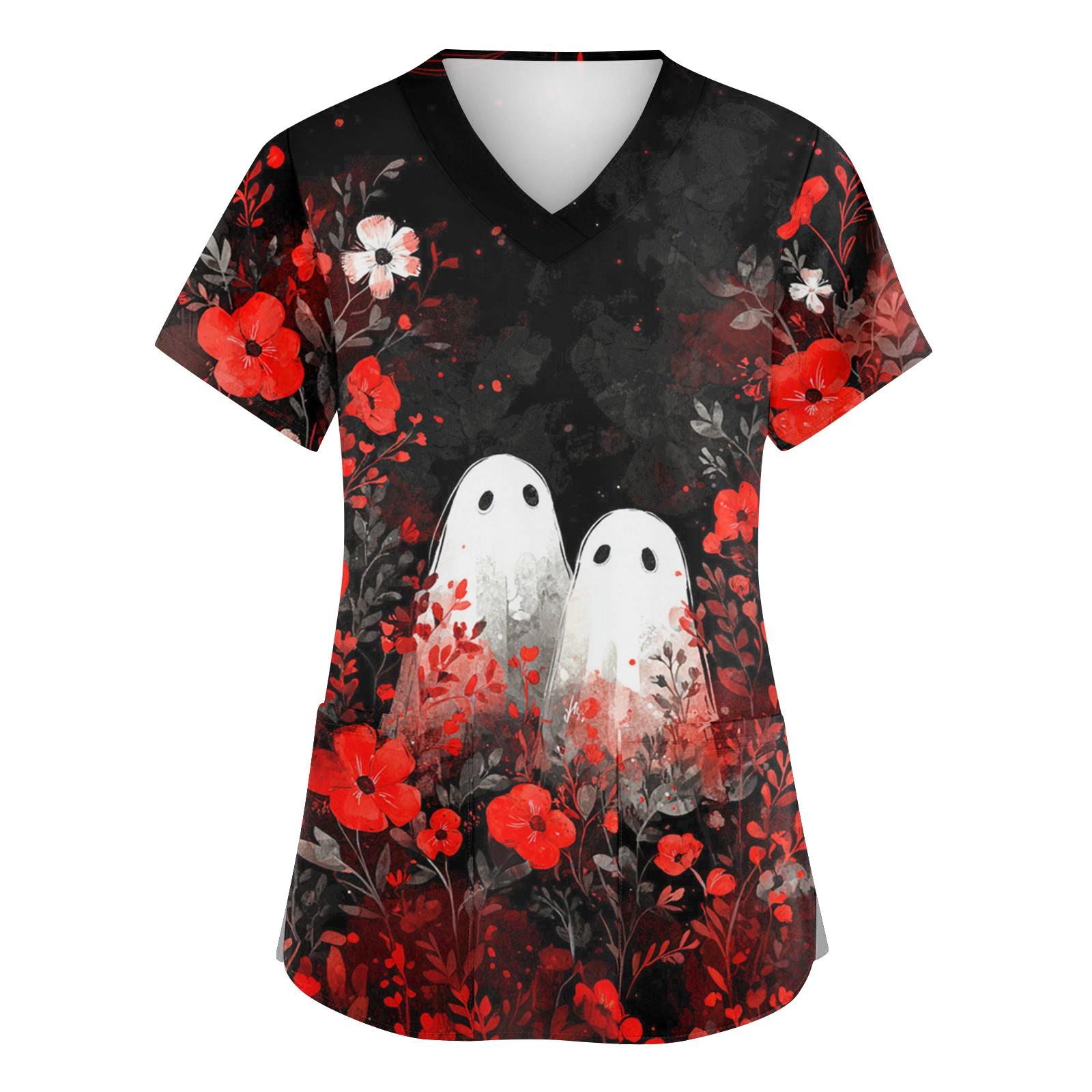 

Женская мода V-образный вырез короткий рукав комбинезон с карманами принт топы одежда XXXXL винный