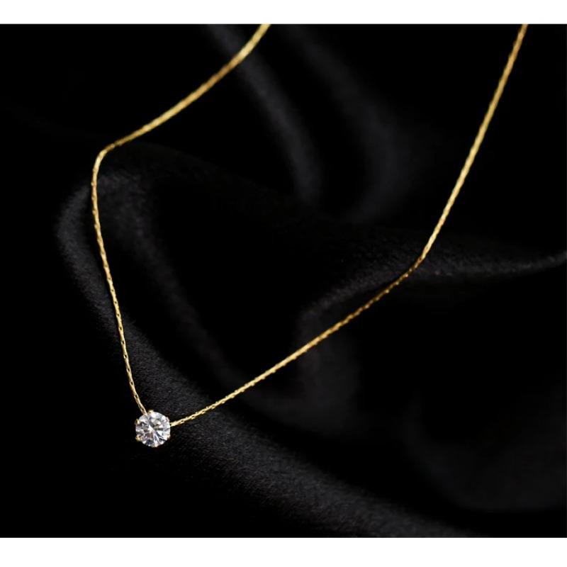 Mini Round Diamond Pendant Necklace For Women, With A Light Luxury And Niche Design, Fresh And Versatile Collarbone Chain Accessory