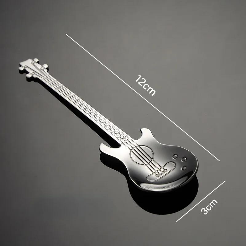 1/5Pcs Stainless Steel Guitar Shaped Coffee Spoons Teaspoon Stirring Spoon Dessert Tools for Coffee Tea Kitchen Accessories