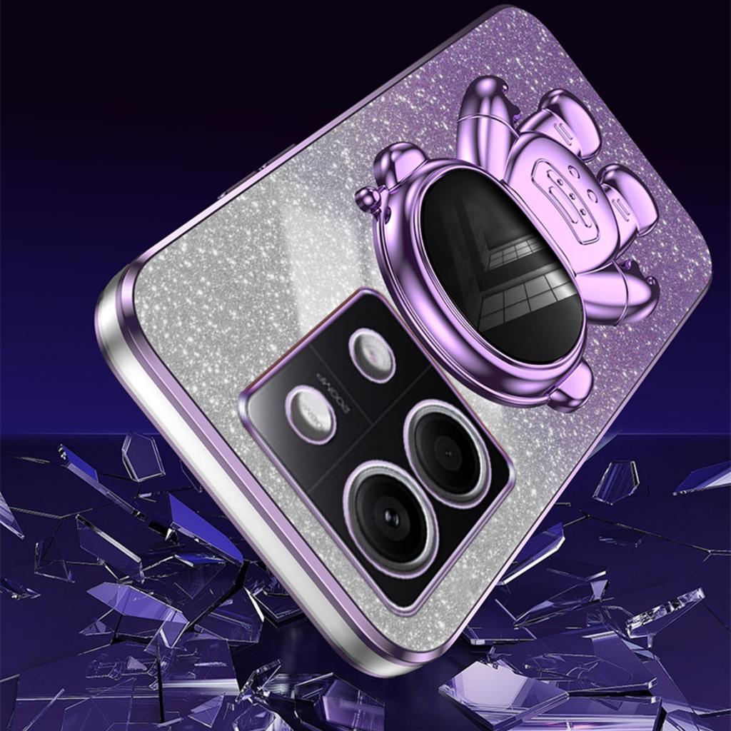 For Xiaomi Redmi Note 13 4G Case Glitter Powder Anti-scratch PC+TPU Phone Kickstand Cover