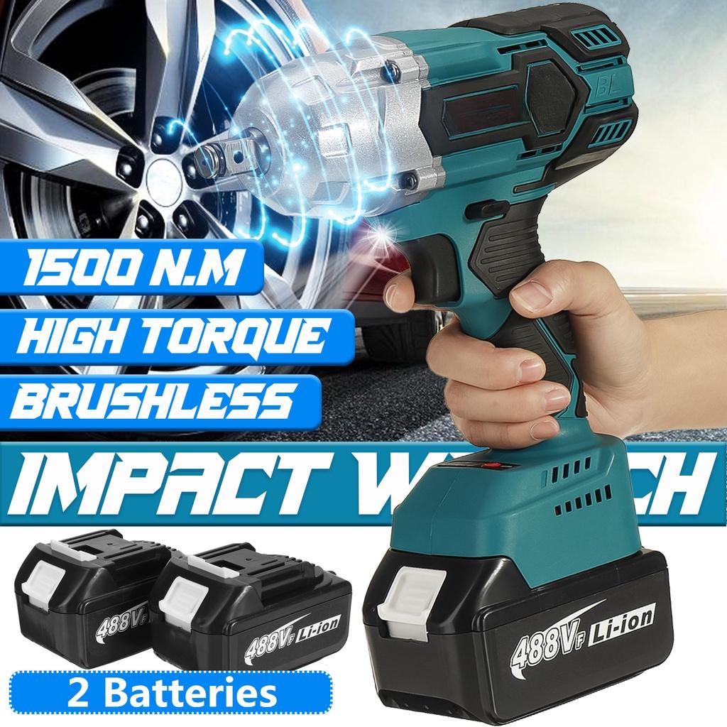 488Vf 1500N.m 1/2 Socket High Torque Brushless Wrench Cordless Electric Impact Wrench Power Tools For 18V Battery