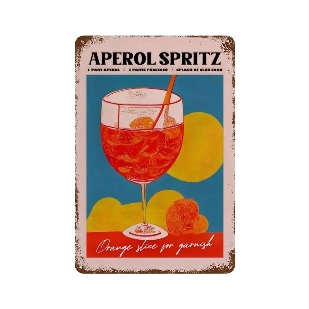 Vintage Fruit Juice Mojito Aperol Spritz Posters and Sangria Drink Negroni Metal Tin Sign Plaque Club Bar Home Decor Wall Pla