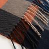 Winter-themed Check Pattern Faux Cashmere Scarf for Men, High-end Cold-weather Accessory, Shawl, or Neck Warmer.