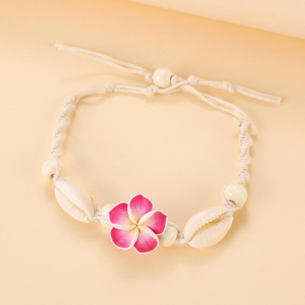 

Party Gift Braided Ankle Bracelets Beach Jewelry Shell Flower Anklet Women D