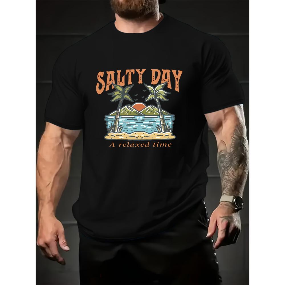

Salty Day T-Shirt,Soft Breathable & Fade-Resistant, Classic Fit for Daily Casual Wear S чёрный
