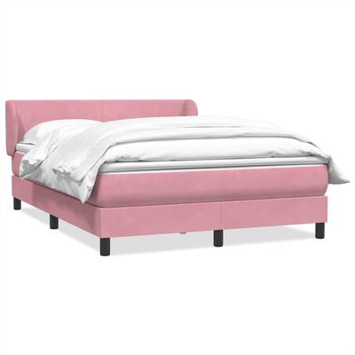 Continental Bed With Mattress, Pink, 160X210 Cm, Velvet