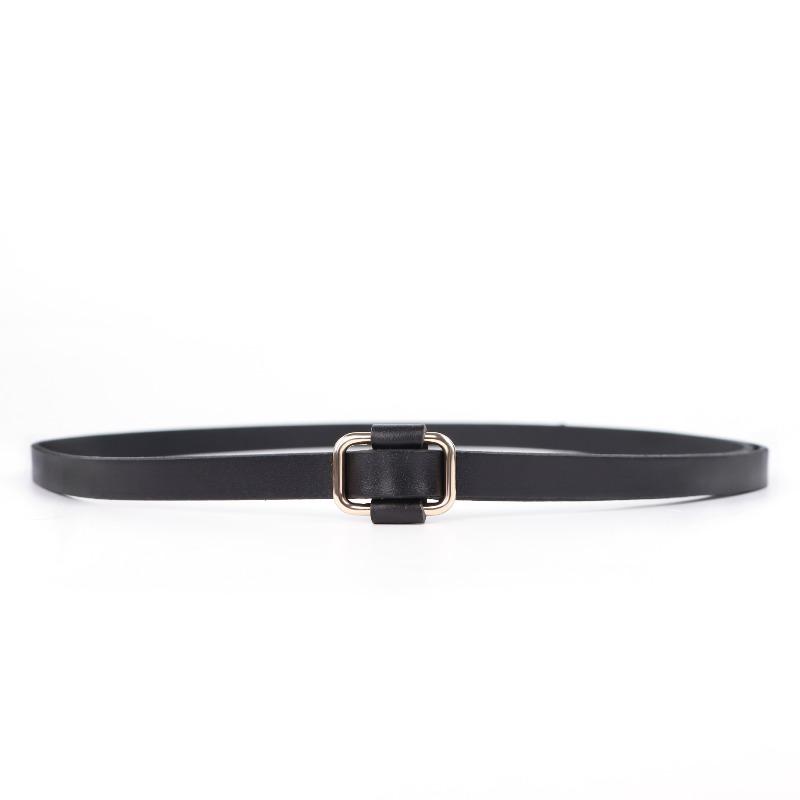 Ремень из натуральной кожи - премиальный ремень для костюма и платья - узкий ремень - ремень из коровьей кожи с узлом 110cm чёрный