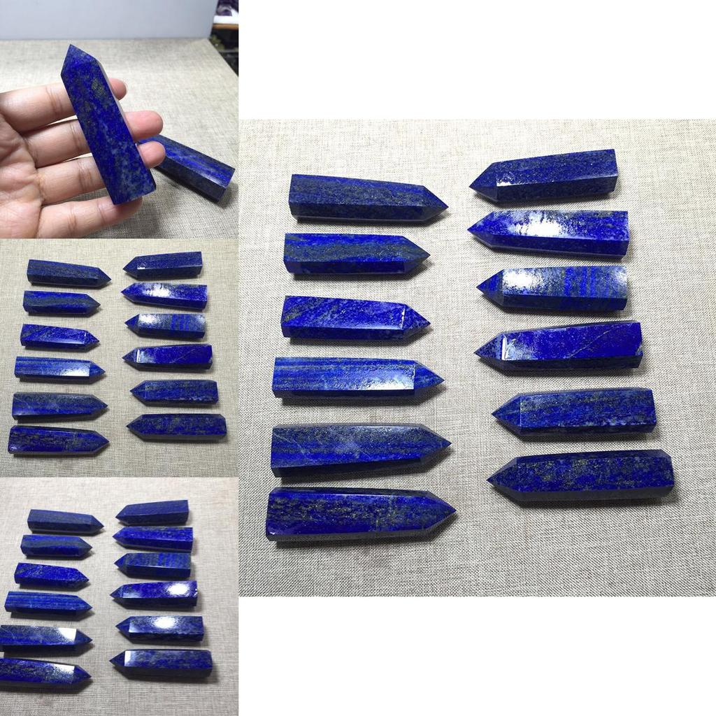 Exquisite Natural Rock Lapis Lazuli Quartz Crystal Stone Point Healing Wand Dark Blue Gift Engaging And Durable