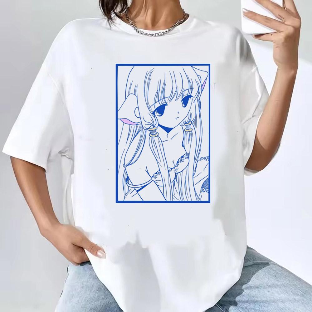 Japanese Anime Chobits T Shirt Women Kawaii Cartoon Vintage Clothes Short Sleeve Aesthetic Top Tees Unisex Female