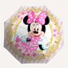 Disney Minnie Mouse,Pink Bow,Floral Frame Manual Opening and Closing Umbrella, 8-Rib Reinforced Folding Design, Lightweight