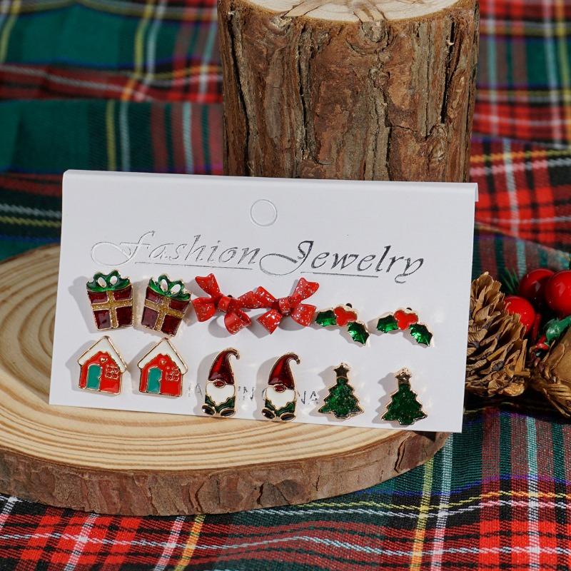 New Christmas Ornaments Fashion Christmas Tree Elk Snowflake Old Man Windmill Gift Cartoon Christmas Earrings