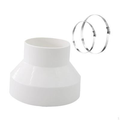Ducting Reducer Increaser 6" To 4" with 2 Clamps Havc Pipeline Connector Accessory for Hotel System