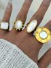 Fashion Shell Stainless Steel 18K Gold Plated Adjustable Opening Rings  for Women Engagement Party Gift Temperament Jewelry 2025