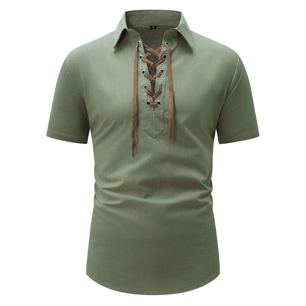 Summer Men With Lapel Short-sleeved T-shirt Men