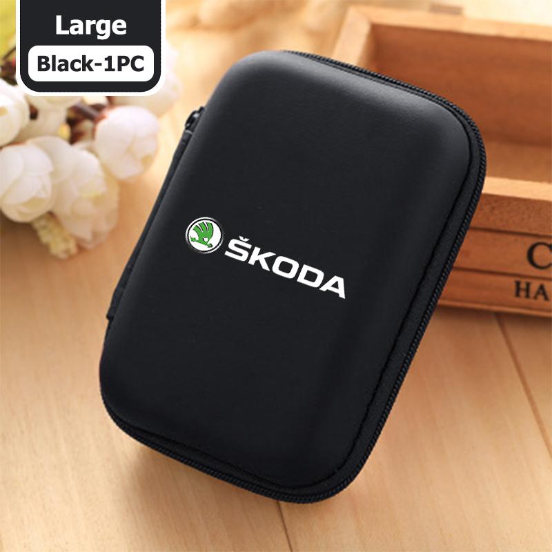 AAABR1 For Skoda Portable Mini Car Earphone Data Cable Charger Storage Bag Accessories Kodiaq Fabia Kamiq Karoq Octavia 2 3 Rapid Scala