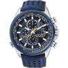 [CITIZEN] ProMaster AT8020-03L Zegarek Radiowy Model Blue Angels Męski Srebrno-Niebieski Wodoodporny Skórzany Pasek