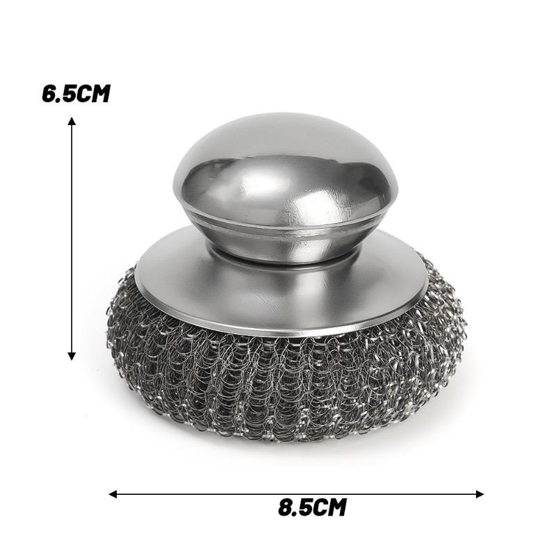 5/1Pcs Kitchen Stainless Steel Pot Brush with Handles Dishwashing Wire Ball Heavy Duty Metal Scrubber Home Pot Pan Cleaning Tool