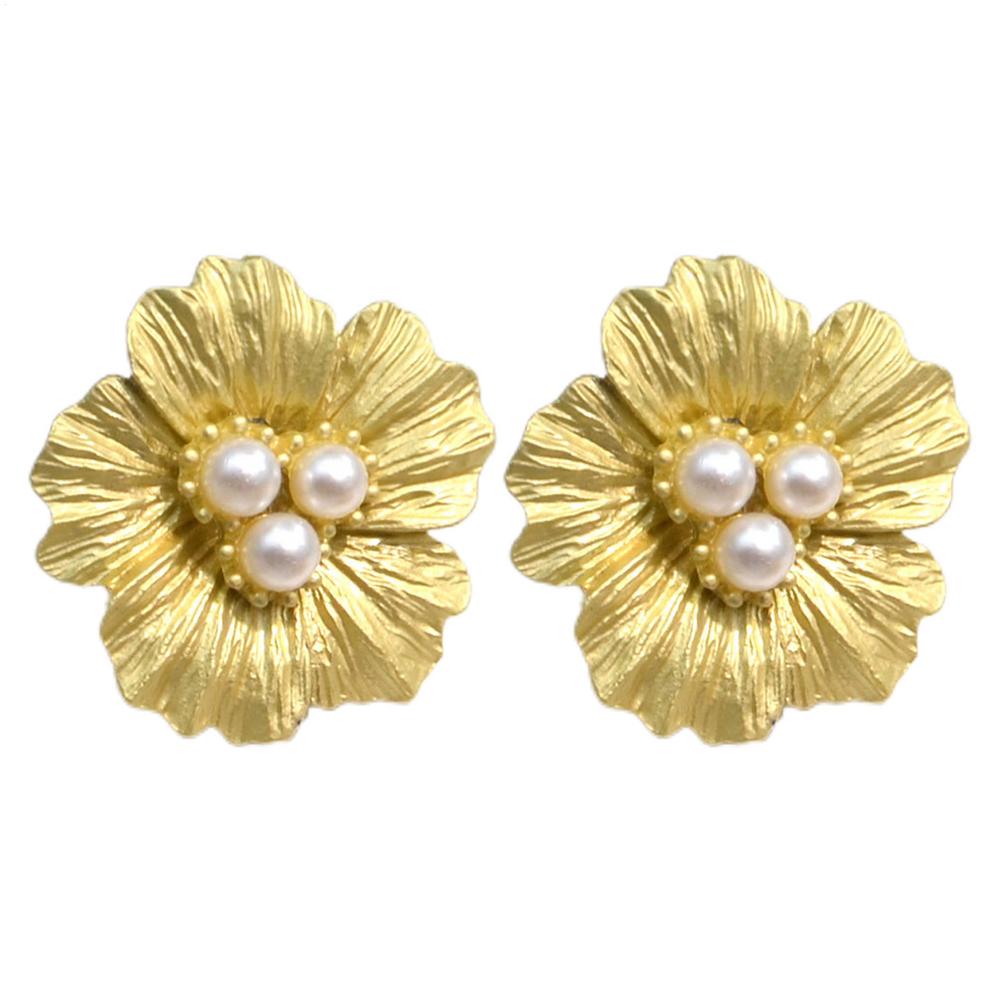 Women Shirt Button Flower Cover, 2pcs Pearl Flower Shaped Suits Decorative Button Covers, Floral Cufflinks, Color Gold/Silver