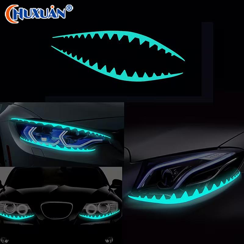 [Q]2 Shark Eyeliner Car Headlight Stickers - Reflective Stickers - Self-Adhesive Car Lighting Decoration Stickers