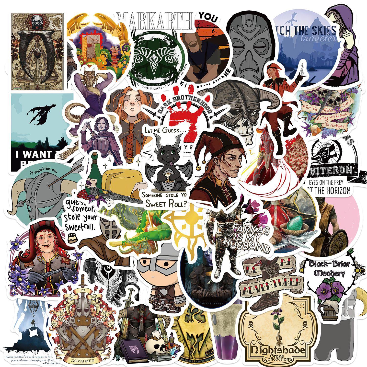 Wipon 50 Games Elder Scrolls Graffiti Stickers Guitar Laptop Suitcase Diy Waterproof Stickers