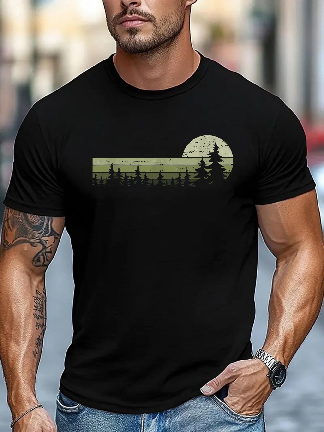 Nature-Inspired Vintage Forest T-Shirt for Men L