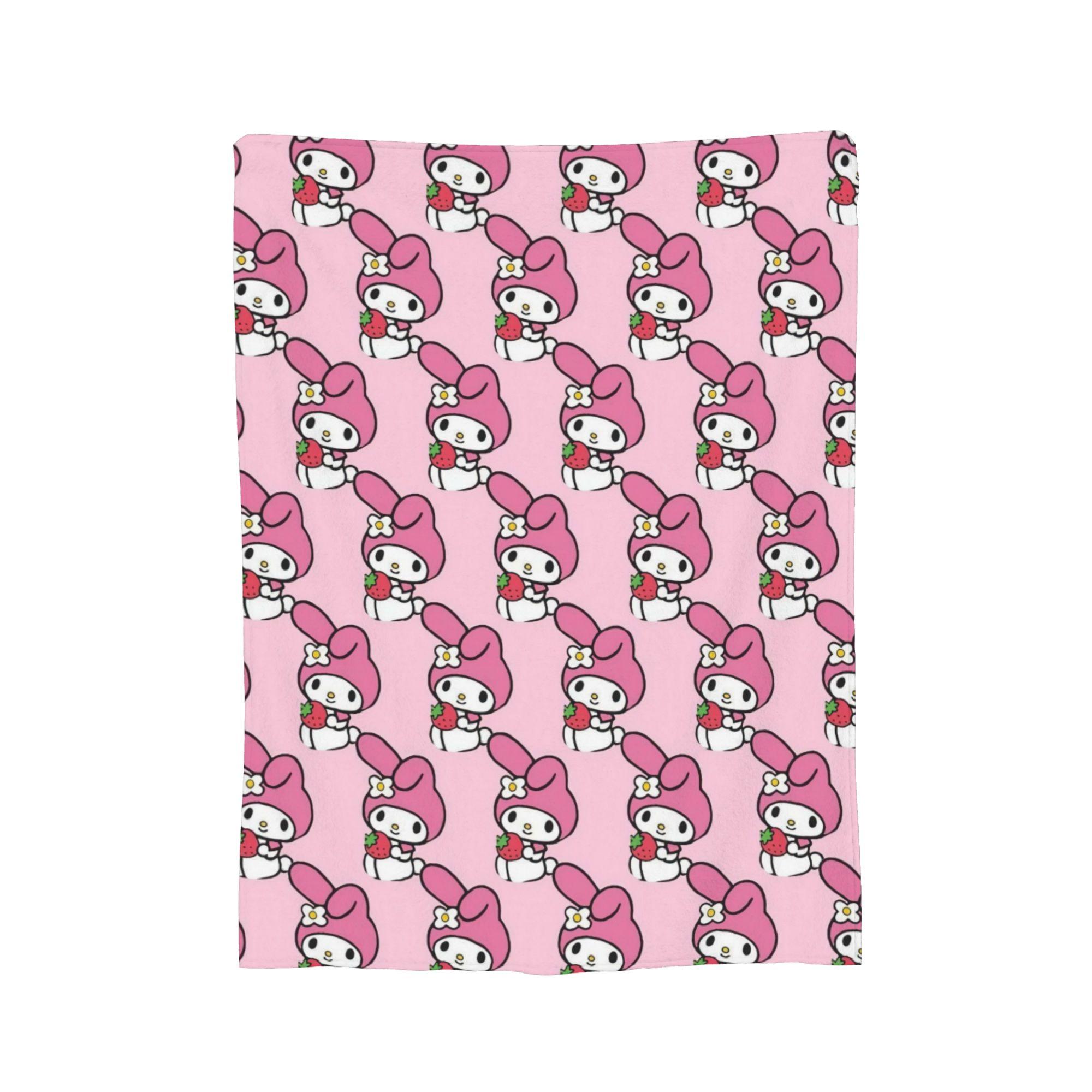 

My Melody Knitted blanket Cute Cartoon Flannel Throw blanket Airplane Travel Personalised Ultra-Soft Warm Bedsprea, 75x90cm