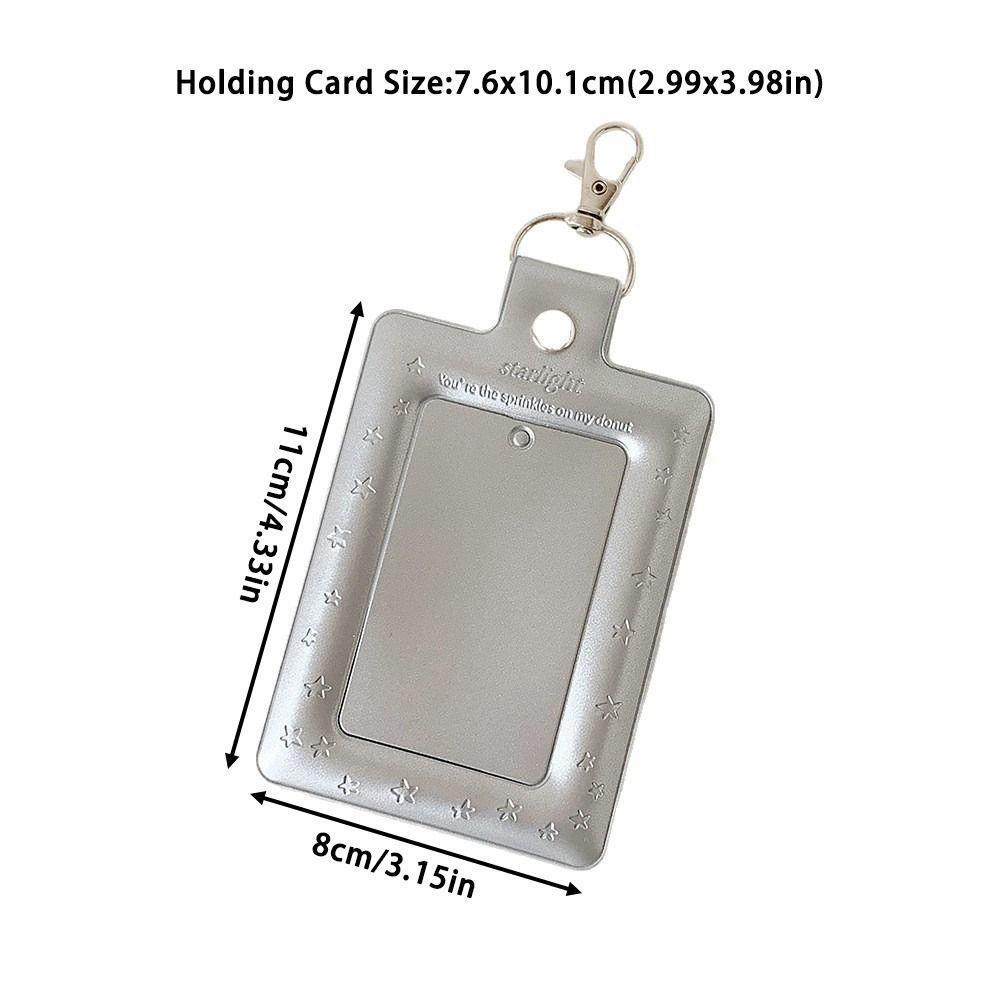 Multifunctional PVC Photo Card Case Silver With Keychain Idol Card Display Holder 3 Inch Card Protective Cover