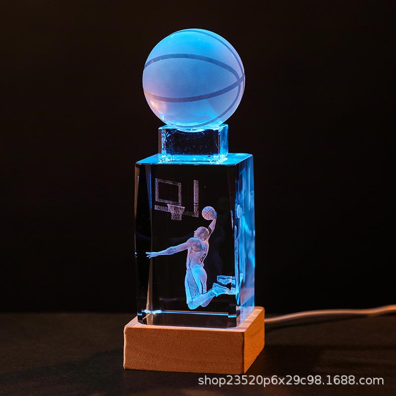 Crystal Engraved Kobe Basketball Star Luminous Night Light