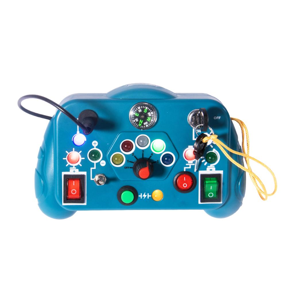 Beschäftigungsbrett LED-Lichter Schalter Sensorisches Montessori Spielzeug Tragbares Elektrisches Puzzle Frühes Pädagogisches Puzzle Spielzeug für Kleinkinder Kinder Geschenk blue
