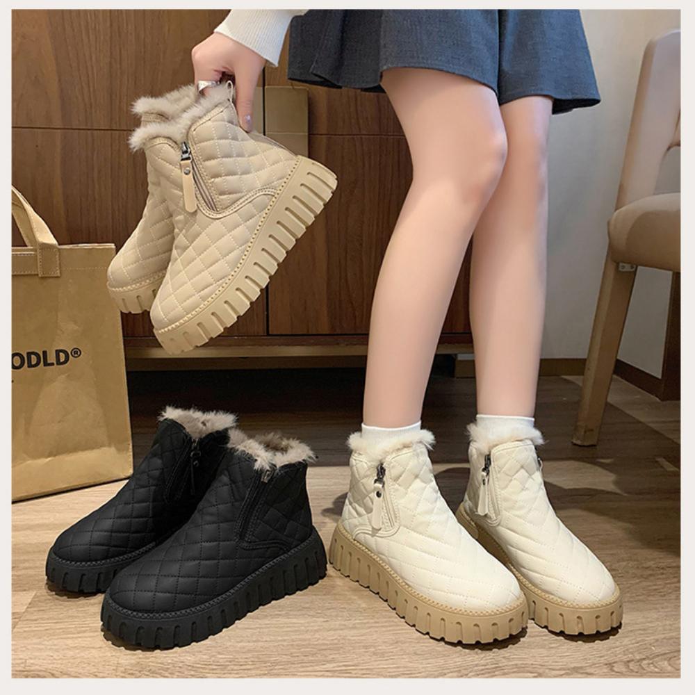 

Velvet High Top Snow Boots for Girls, Warm and Casual In Autumn and Winter, Thick Soled Leather Cotton Shoes 35 білий