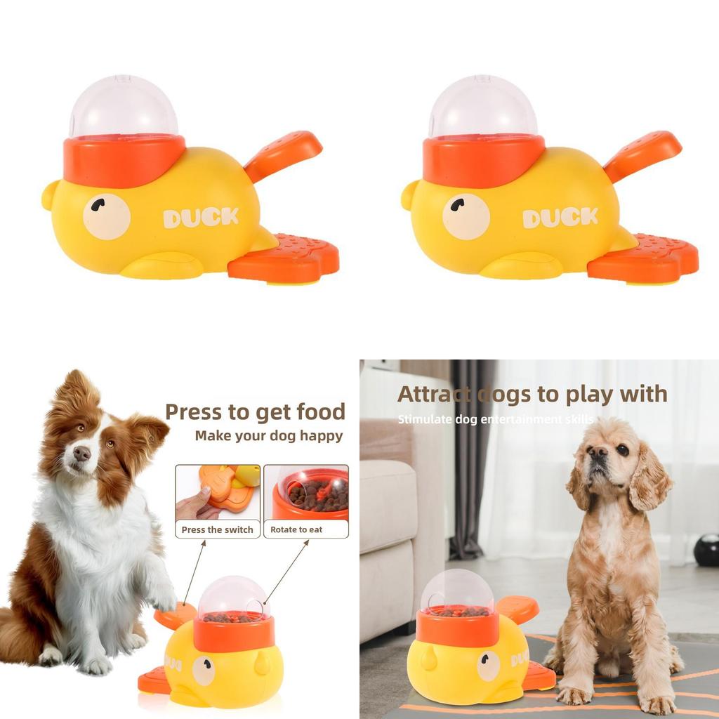 Small Yellow Duck Pet Interactive Toy Feeder For Cats And Dogs