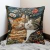 Cushion Cover Embroidered Animal Print Hidden Zipper Replaceable Design Sofa Pillowcase Home Living Room Bedroom Office Decor