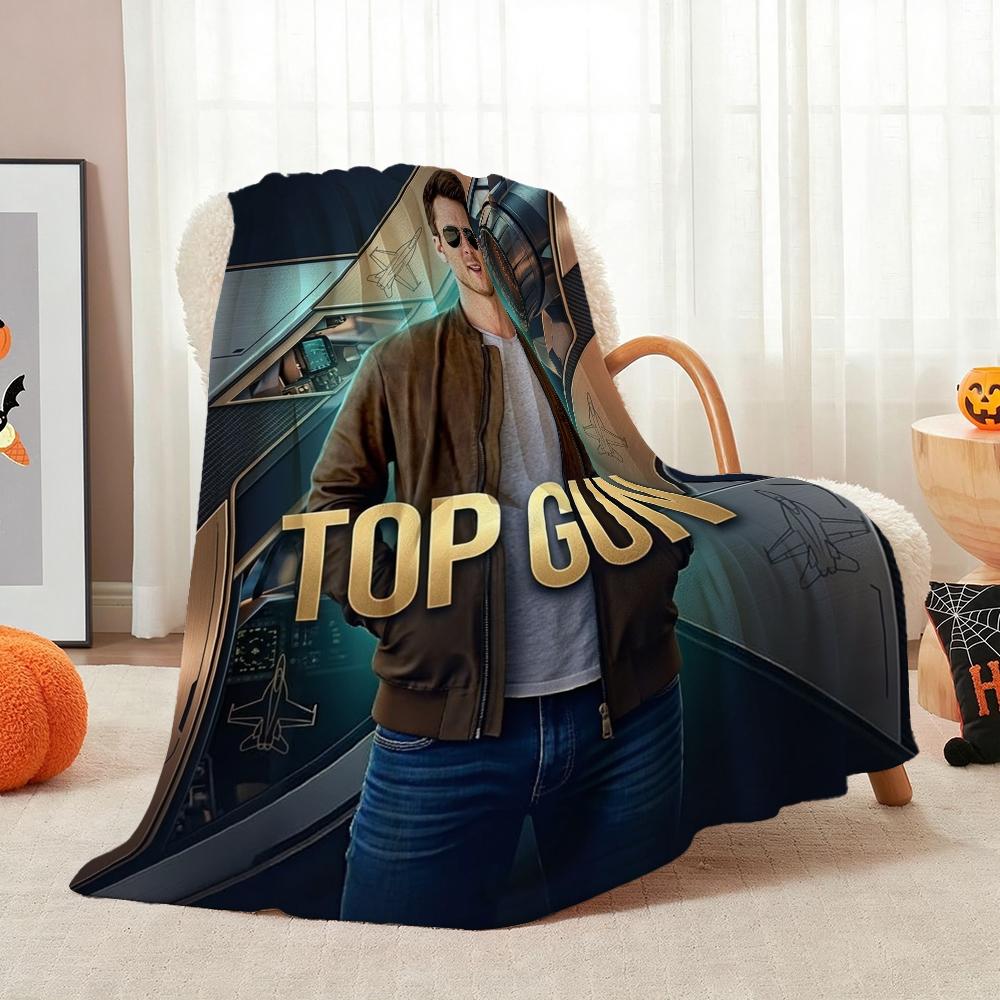 Top Gun Style Fighter Jet Pilot Poster Pattern Theme Flannel Blanket Skinfriendly Warm Throw Blanket For Living Room Office Nap Home Party Decor