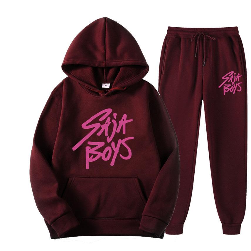 New Saja Boys Sweater Two-piece Men's and Women's Fleece Hoodie Set
