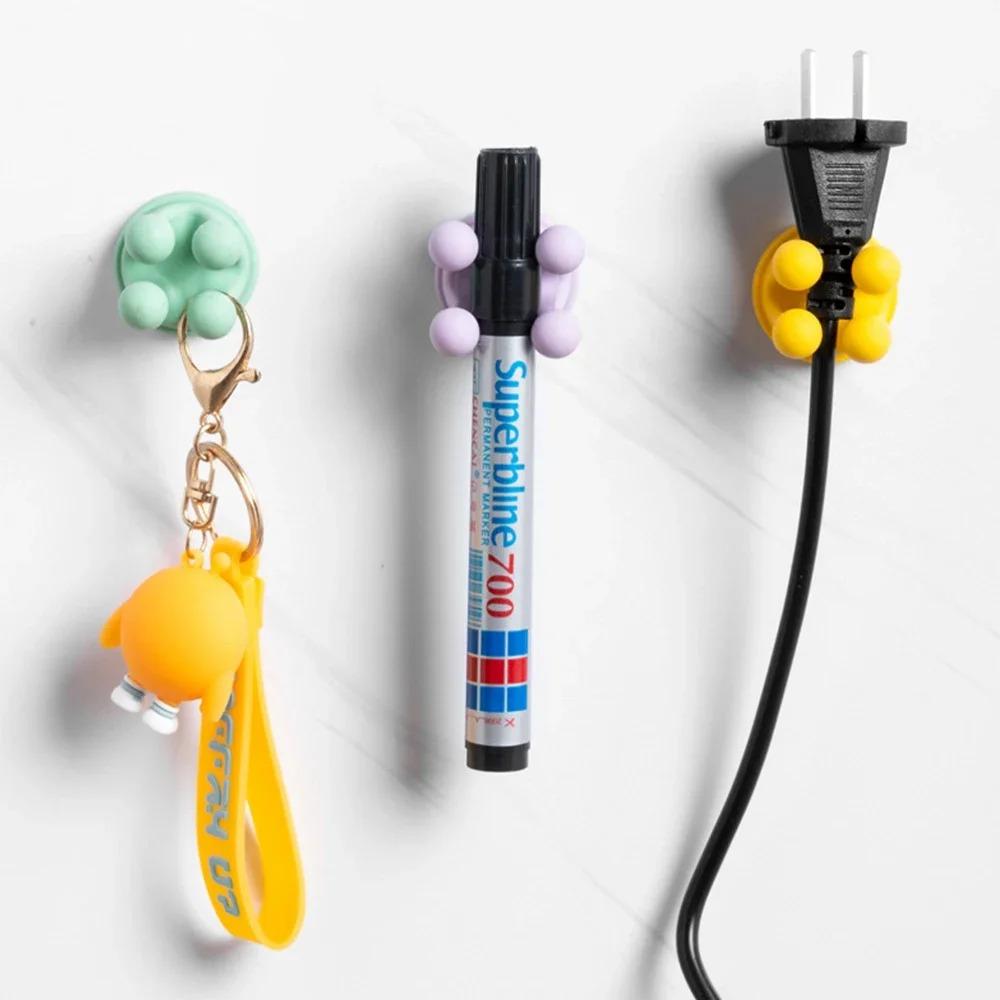 Suport pentru periuță de dinți din silicon, impermeabil, adeziv, montat pe perete, agățat, cârlige pentru cabluri, mufă, dormitor, baie, bucătărie, organizator