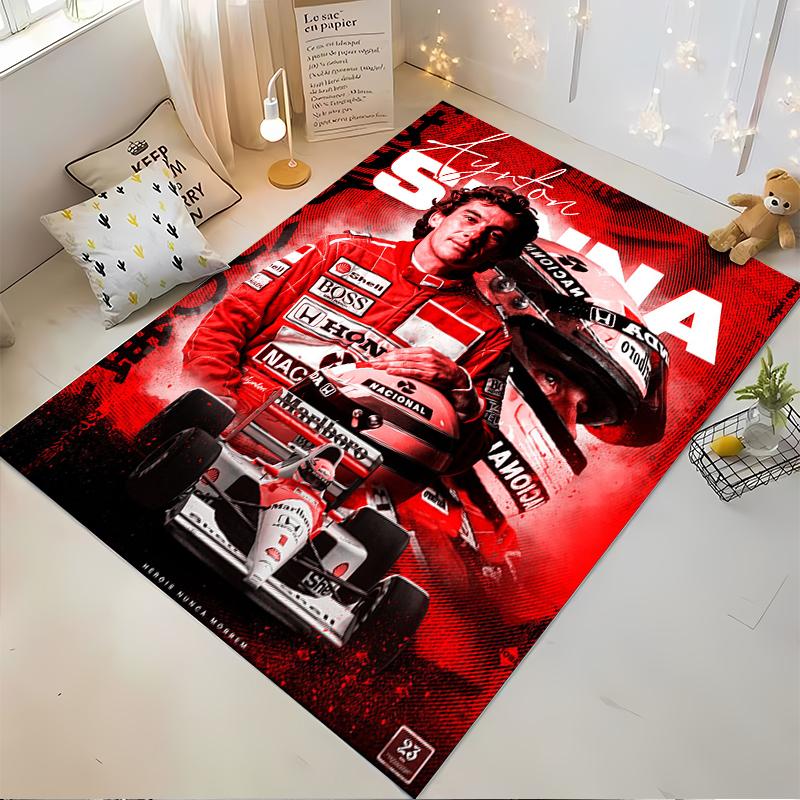 Legendary Formula One Driver Red Theme Design Non-slip Rug Suitable for Living Room and Bedroom Sofas Sofas