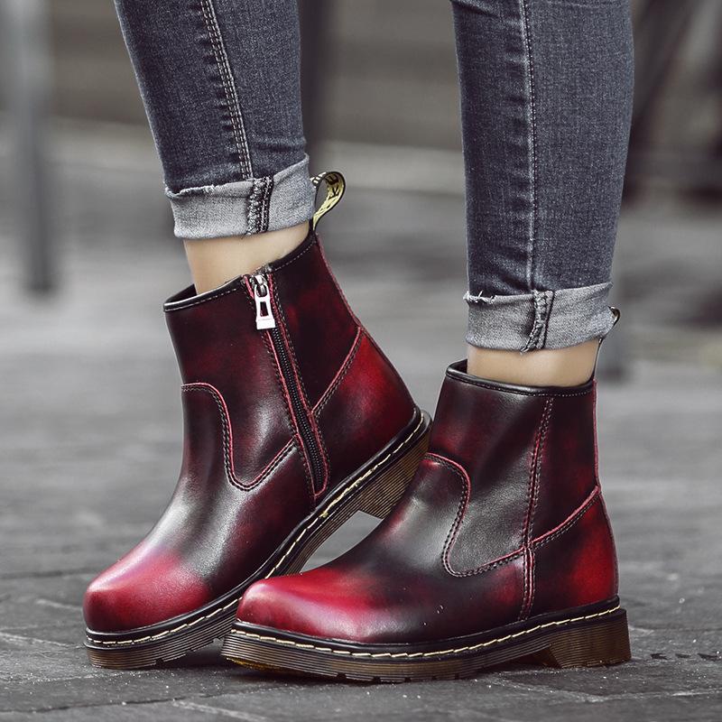 Boty pro zamilované Jarní a podzimní Pánské boty Pravá kůže Krátká kulatá špička Kartáčovaný Britský styl Chelsea boty Dámské boty