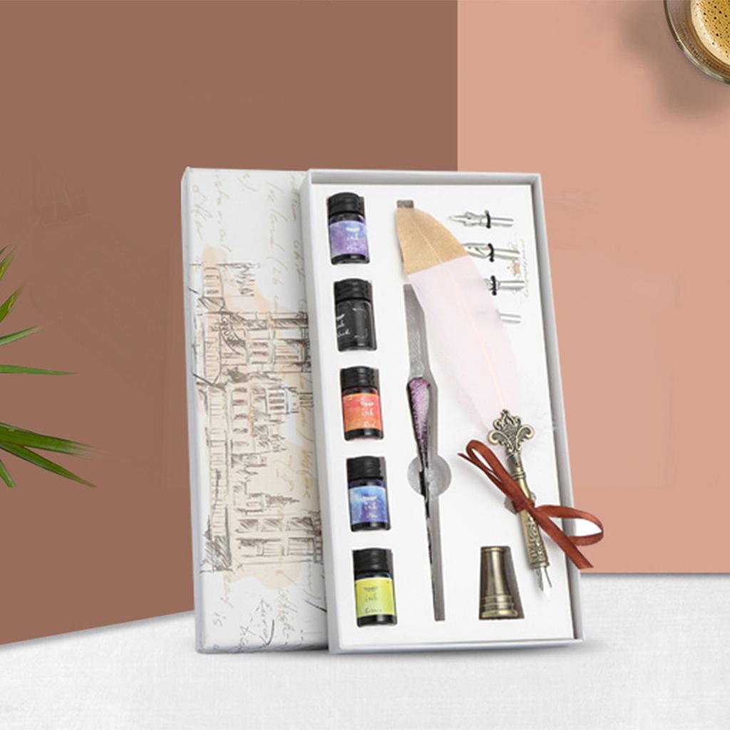 Cristal Dip stylo plume ensemble manuel dégradé couleur écriture stylo à encre étudiant papeterie Quill 17ml